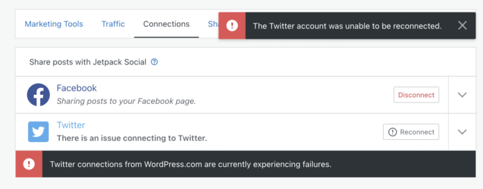 Twitter bloquea el acceso de WordPress.com a la API de Twitter y interrumpe el intercambio social de Jetpack

